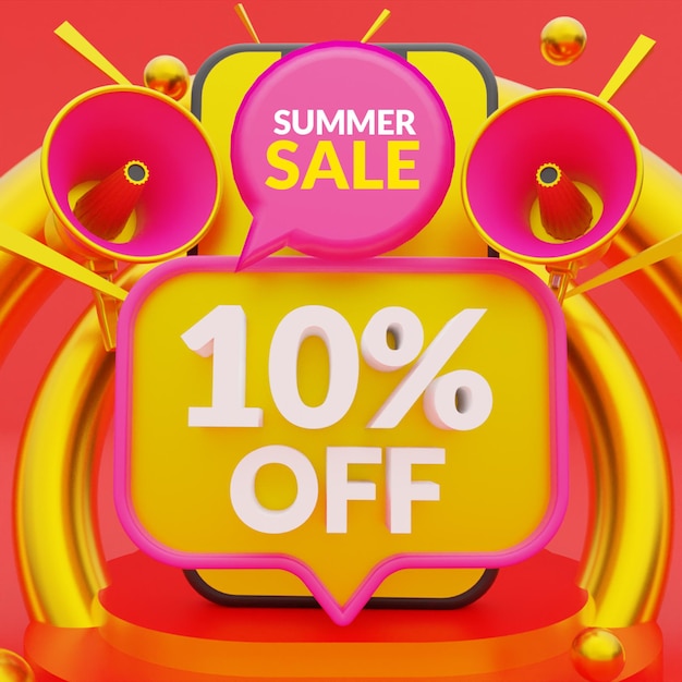 10 percent off promotional summer sale banner template