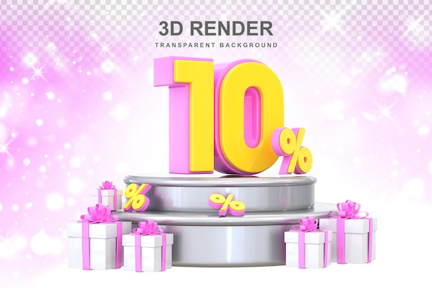 PSD 10 percent promotion with gift 3d