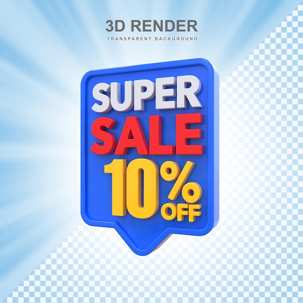 PSD 10 percent super sale off 3d label