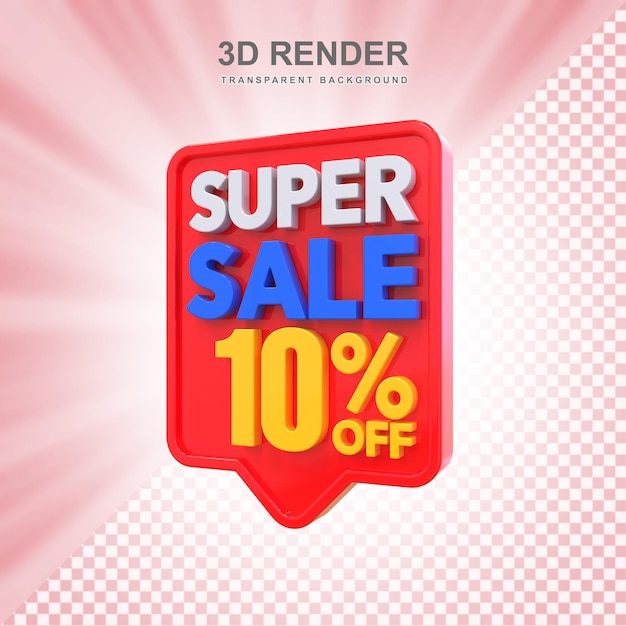 PSD 10 percent super sale off 3d label