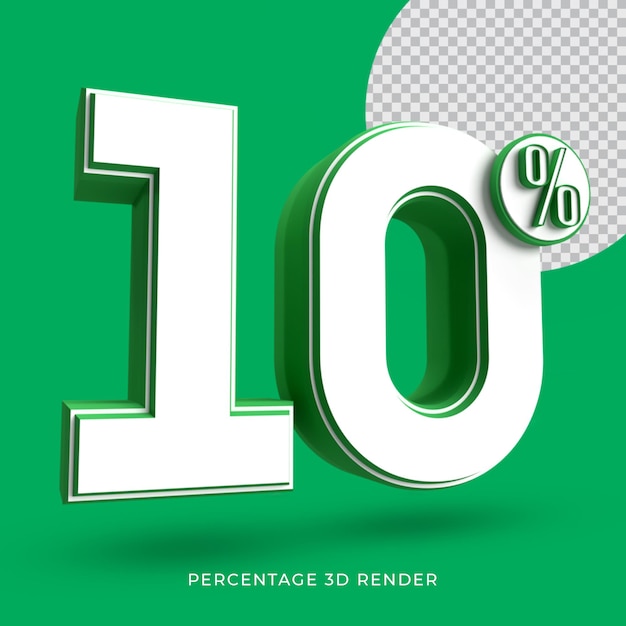 10 percentage 3d render green color