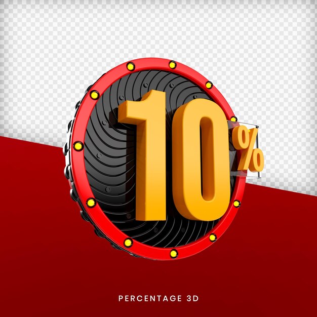 10 Percentuale di rendering 3D psd premium