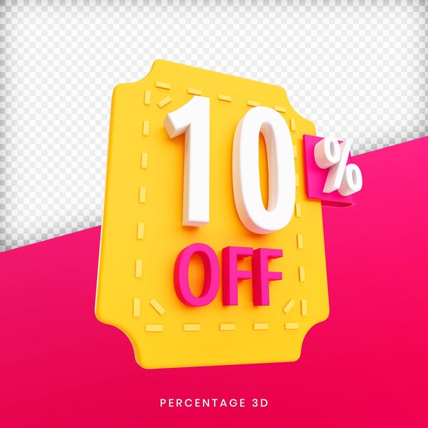 10 percentage off 3d render premium psd