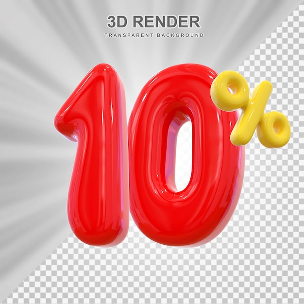 10 procent czerwony balon 3d