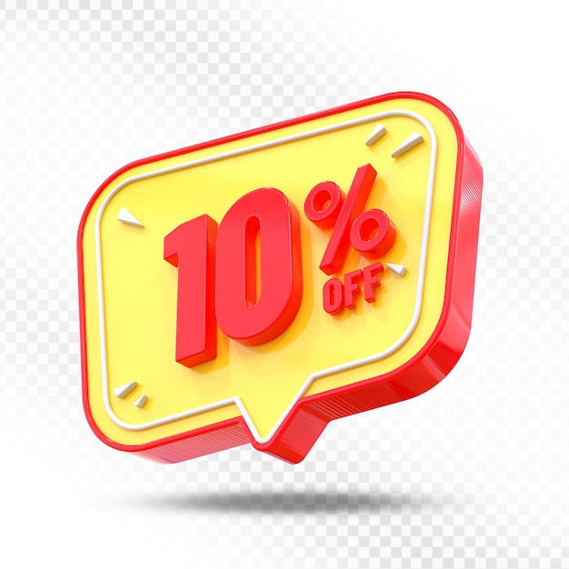 10 procent zniżki Promocja Etykiety 3D Render