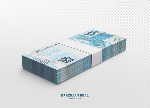 PSD 100 braziliaanse reais 3d rendering realistisch