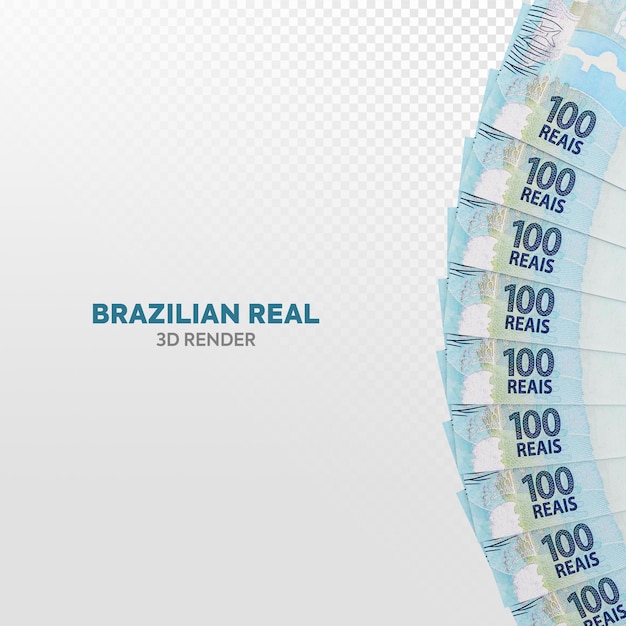 PSD 100 braziliaanse reais 3d rendering realistisch