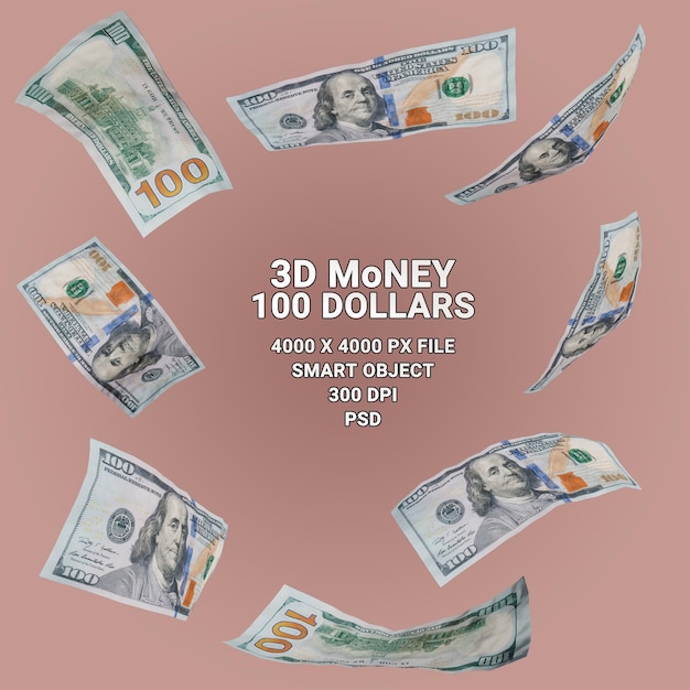 PSD 100 dollars collection - 8 isolated banknotes