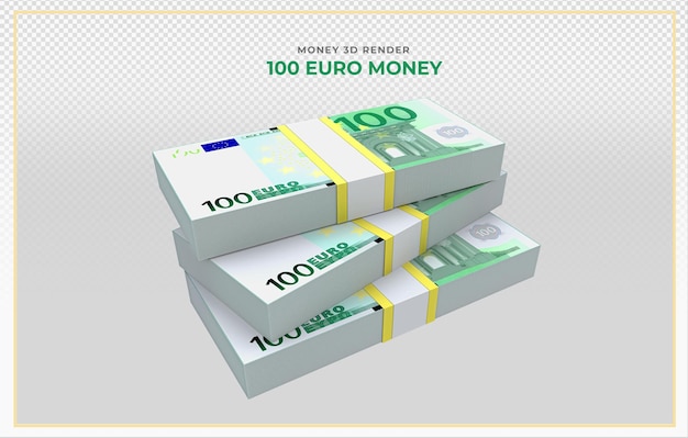 PSD 100 euro bankbiljetten geld 3d render