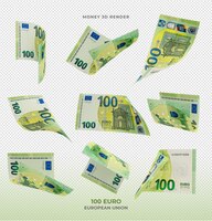 100 евро банкноты деньги 3d визуализации