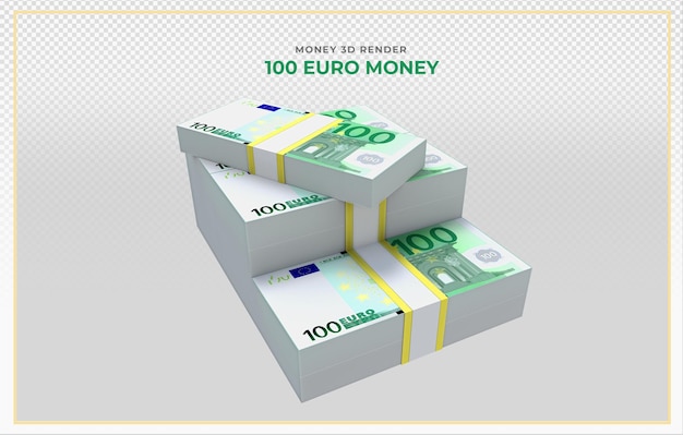 100 banconote in euro denaro 3d rendering