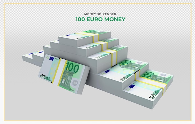 PSD 100ユーロ紙幣のお金の3dレンダリング