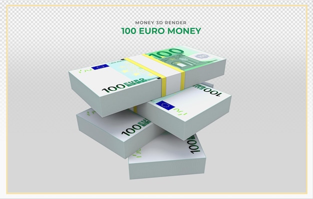 100ユーロ紙幣のお金の3dレンダリング