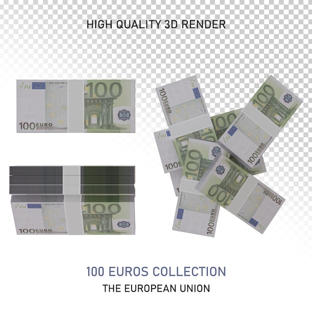 100 euro EU-collectie hoge kwaliteit 3d render png