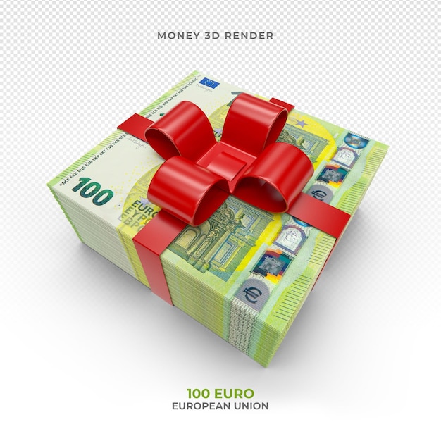 100 euro money pack with gift ribbon