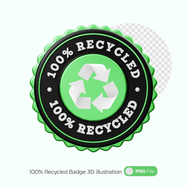 100 gerecycled badge 3D-illustratie