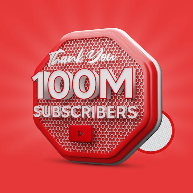 100 miljoen YouTube-abonnees Rode 3D-weergave