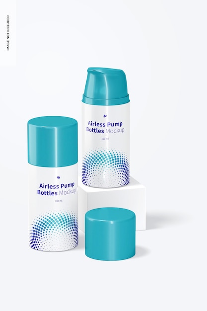 Mockup di bottiglie per pompa airless da 100 ml, vista frontale