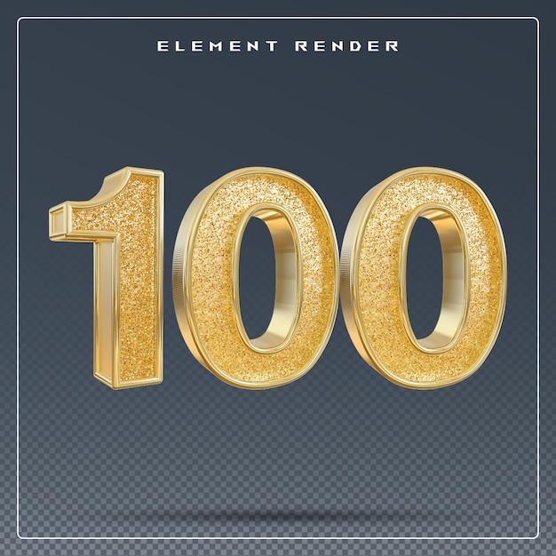 100 number gold 3d render