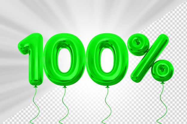 PSD 100-процентный зеленый шар с красным предложением в 3d