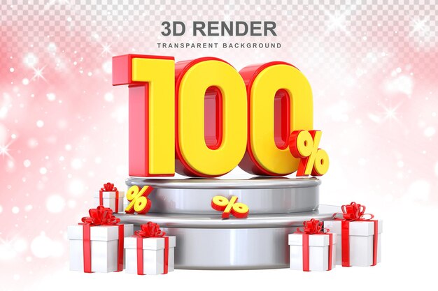 PSD 100 percent promotion with gift 3d