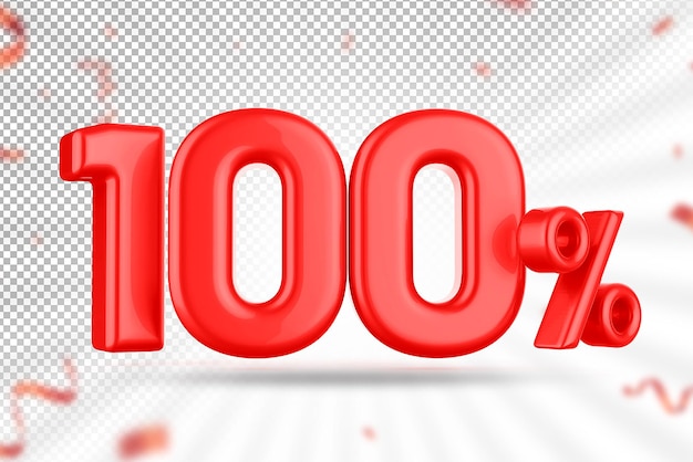 PSD 100 percent red offer in 3d