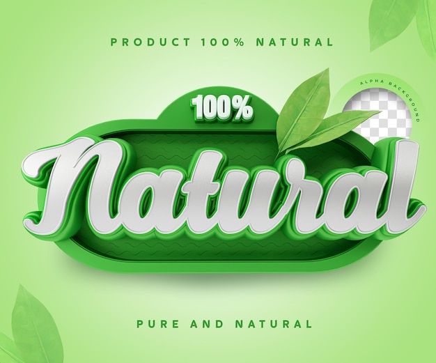 100 percentage natural label 3d 100 percentage sticker symbol