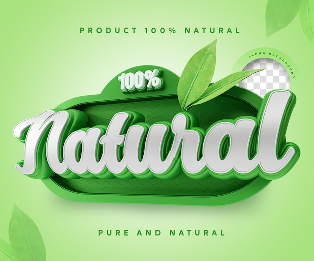 100 percentage natural label 3d 100 percentage sticker symbol