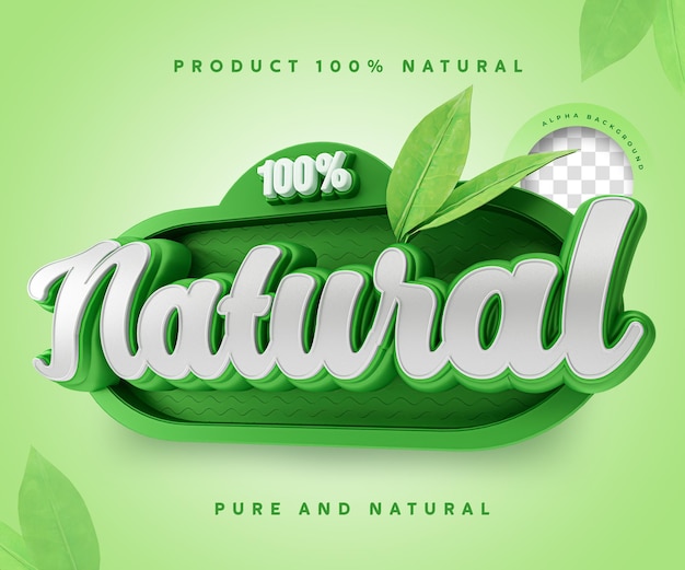 100 percentage Natural Label 3D 100 percentage sticker symbol