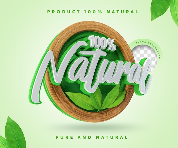 100 Procent Natural Label 3d 100 Procent Symbolu Naklejki