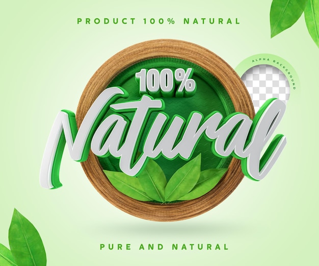 100 Procent Natural Label 3d 100 Procent Symbolu Naklejki