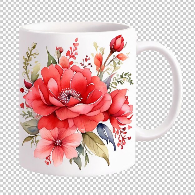 PSD 100 quality watercolor floral flower office mug design