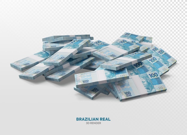 PSD 100 reais brazilian money 3d render realistic