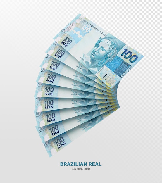 PSD 100 reais brazilian money 3d render realistic