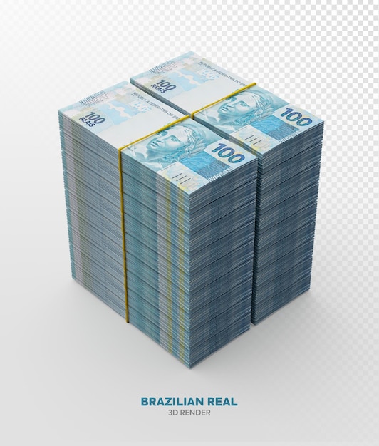 PSD 100 reais brazilian money 3d render realistic