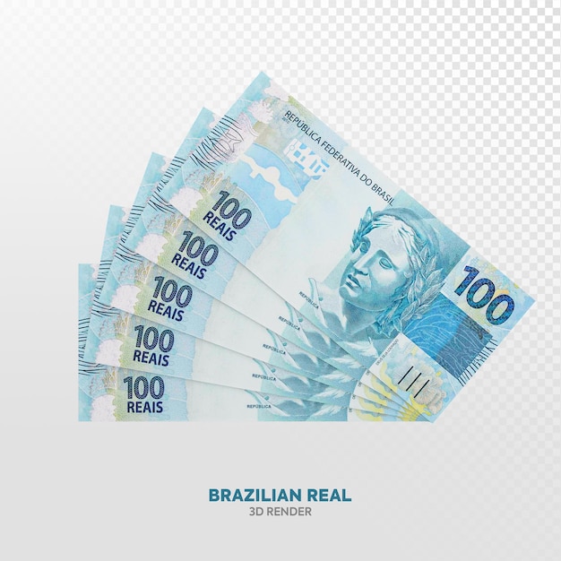 PSD 100 reais brazilian money 3d render realistic