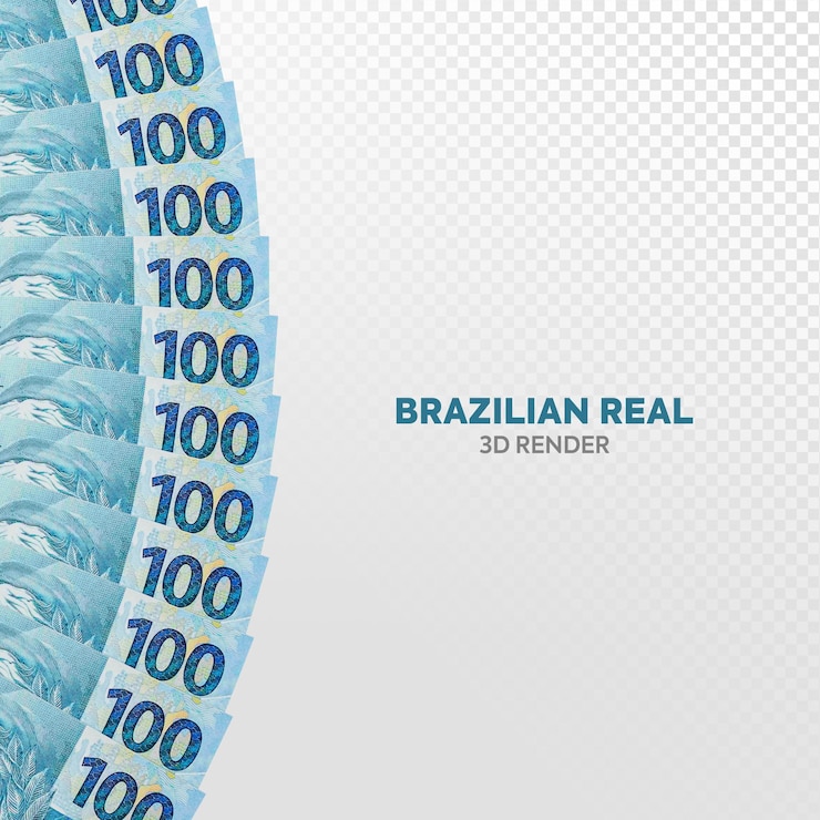 100 reais brazilian money 3d render realistic