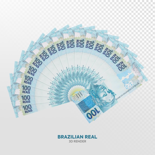 PSD 100 reais brazilian money 3d render realistic