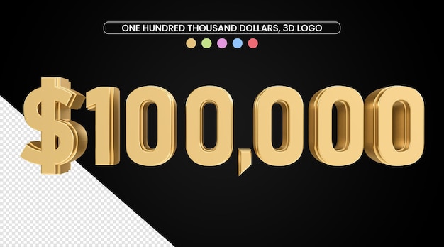 100 тысяч долларов с золотой текстурой и трехмерным числовым символом