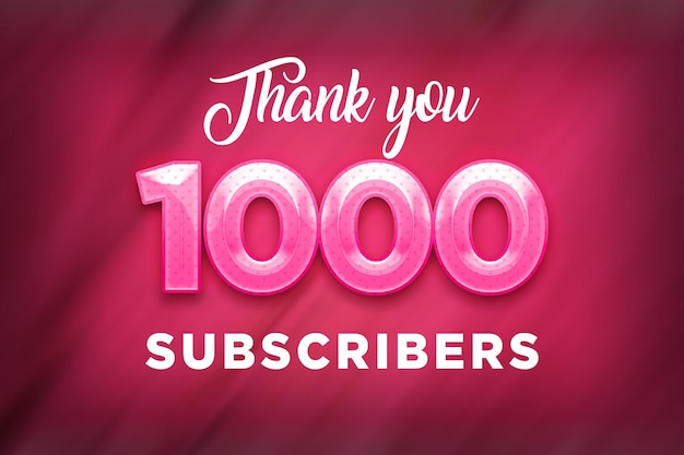 1000 Subscribers Celebration Greeting Banner with Pink Design