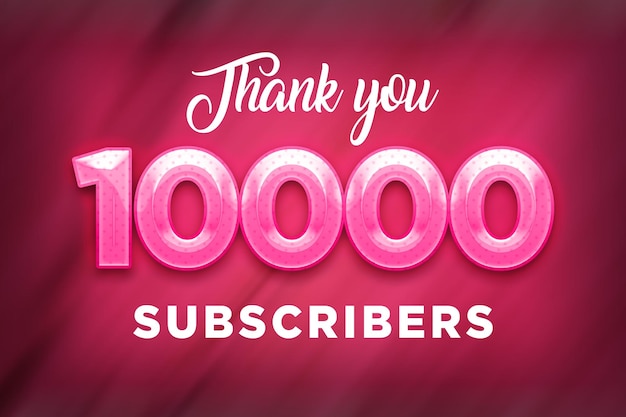 10000 Subscribers Celebration Greeting Banner with Pink Design