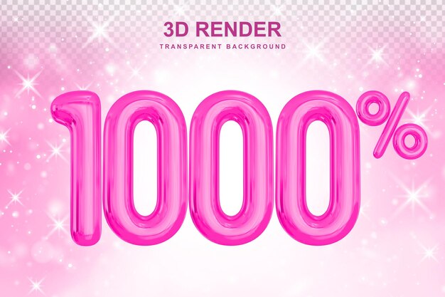 PSD 1000percent promotion sale off in balloon 3d