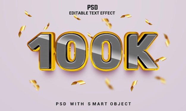 PSD 100k 3d bewerkbaar teksteffect met achtergrond premium psd