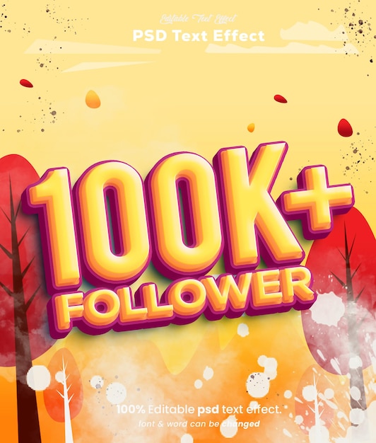 100k follower 3d text effect