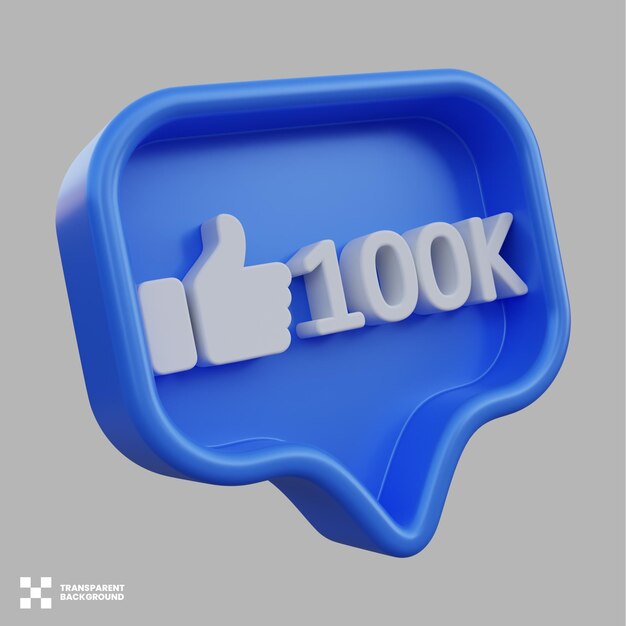 100k like notification 3D Illustration