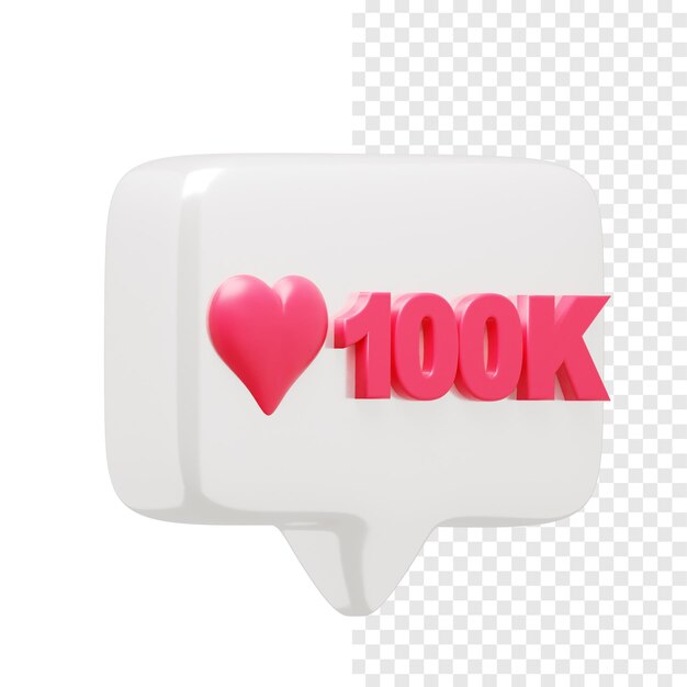 100K Media Społeczne Jak powiadomienie 3d ikona