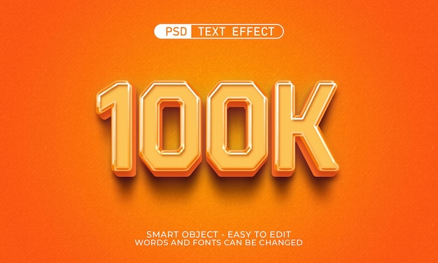 100k tekst bewerkbaar 3d-stijl teksteffect premium psd