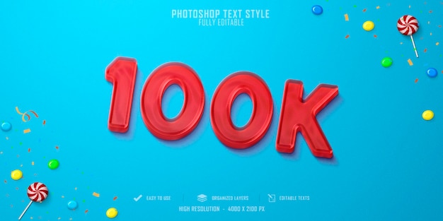 100k text style effect template design