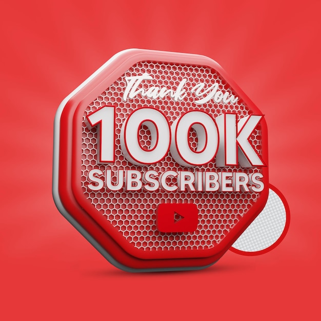 100k youtube subscribers 3d render