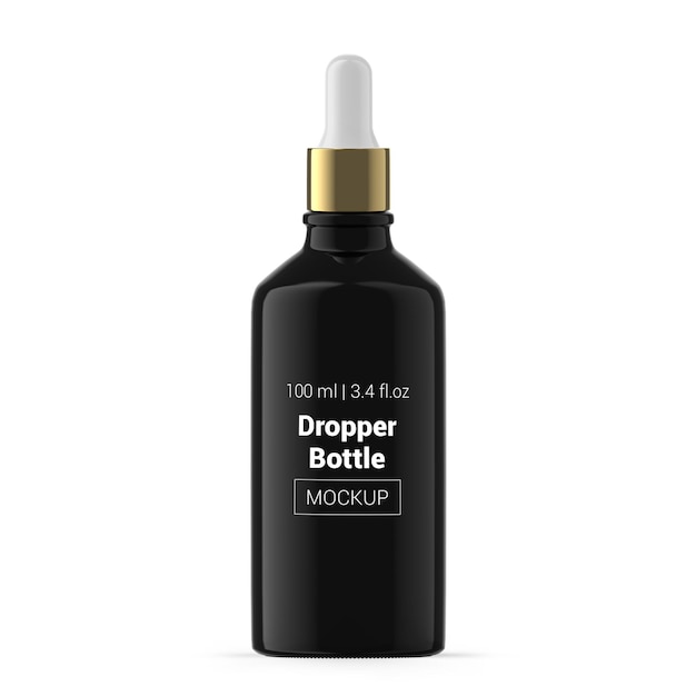 100ml 3 oz black glass dropper bottle mockup